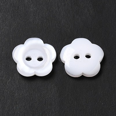 White Flower Resin Buttons X-RESI-D031-15mm-01-1