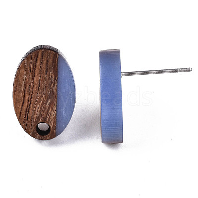 Resin & Walnut Wood Stud Earring Findings MAK-N032-004A-A08-1