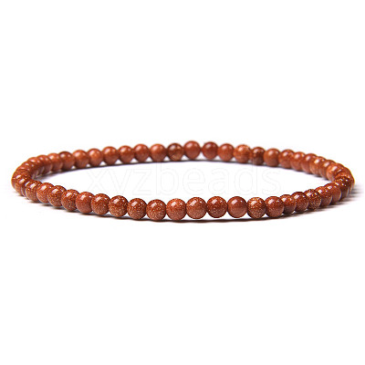 4mm Round Synthetic Goldstone Beads Bracelet for Men LS-KG3069-6-1