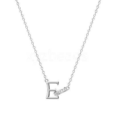 304 Stainless Steel Crystal Rhinestone Initial Pendant Necklaces FS-WGCEFCC-05-1