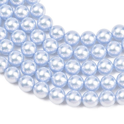 Frosted Glass Pearl Beads Strands GLAA-A044-08A-07-1