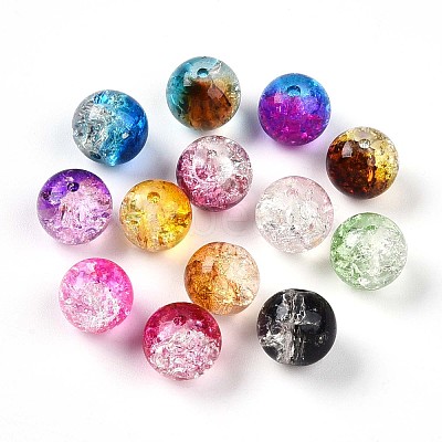 Baking Paint Transparent Crackle Glass Beads DGLA-Q018-10mm-M01-1
