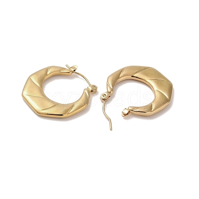Hexagon 201 Stainless Steel Half Hoop Earrings for Women EJEW-G385-27G-1
