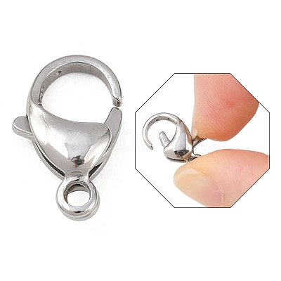 Tarnish Resistant 304 Stainless Steel Lobster Claw Clasps STAS-G035-I-1