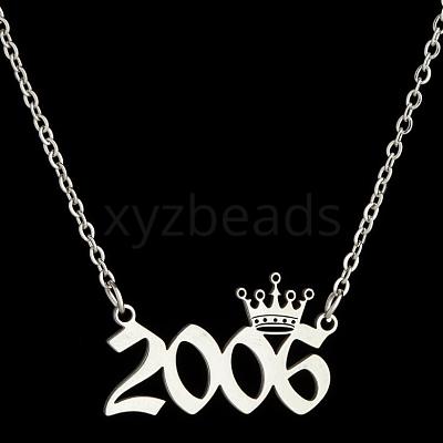 Crown Birth Year 201 Stainless Steel Pendant Necklaces for Women FS-WG4E8F2-67-1