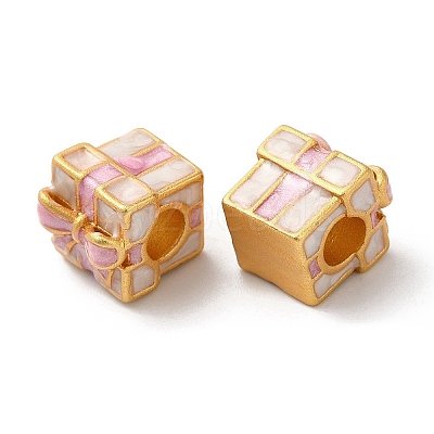Christmas Rack Plating Brass Enamel European Beads KK-M245-12MG-1