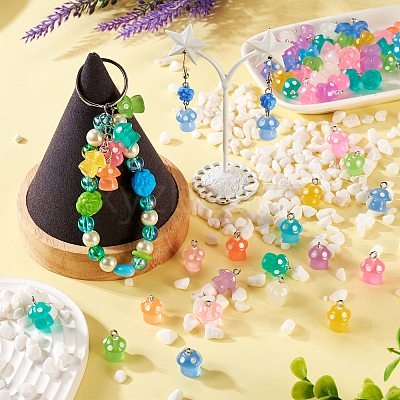 Luminous Translucent Resin Mushroom Charms CD-TAC0001-47-1