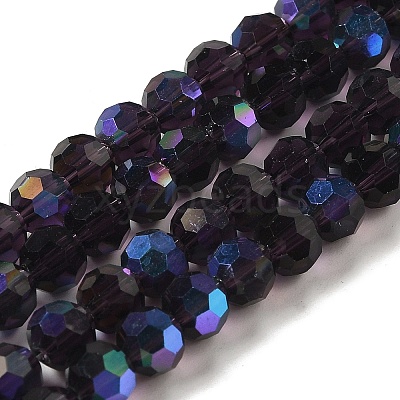 Electroplate Transparent Glass Beads Strands EGLA-A035-T6mm-L15-1
