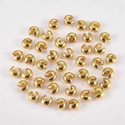 Brass Crimp Beads Covers X-KK-G311-08G-1