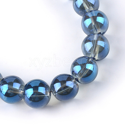 Electroplate Glass Beads Strands X-EGLA-Q062-8mm-A14-1