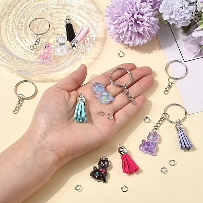 DIY Resin Cat Pendant Keychian Making Kits DIY-YW0013-16-1