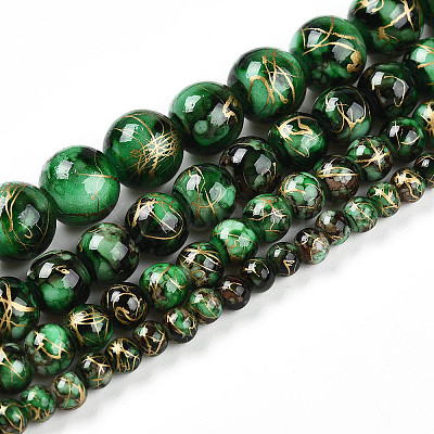 Baking Paint Glass Beads Strands DGLA-N003-4mm-B09-1