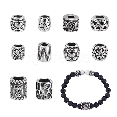 10Pcs 10 Styles 304 Stainless Steel European Beads STAS-PH0006-73-1