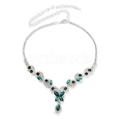 Horse Eye Alloy Rhinestone Necklaces & Stud Earring Sets for Women SJEW-U001-01P-06-1