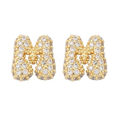 Brass Micro Pave Cubic Zirconia Stud Earrings EJEW-Z091-04G-M-1