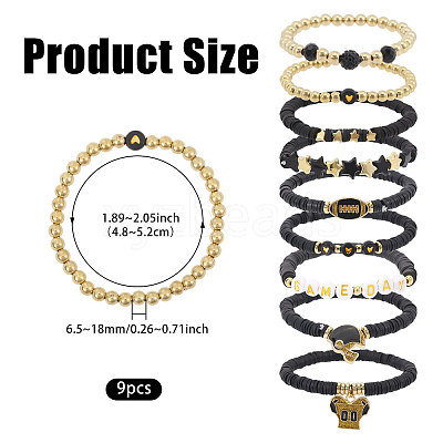 9Pcs 9 Styles Handmade Polymer Clay Heishi Beads Stretch Bracelets BJEW-WH0012-101B-1