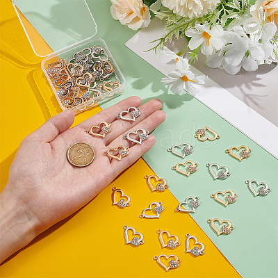 48Pcs 2 Colors Alloy Rhinestone Links/Connectors FIND-UN0016-40-1