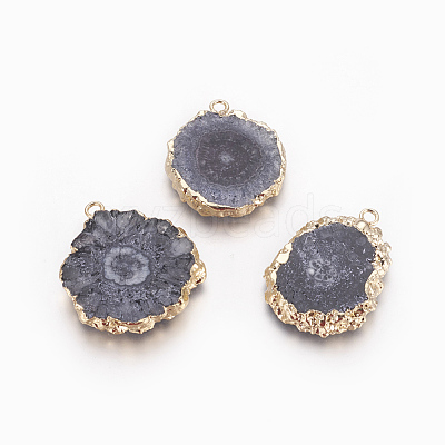 Natural Dyed Quartz Pendants G-P399-B03-1