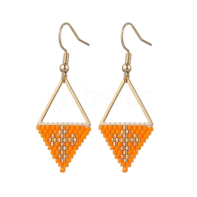 Handmade Glass Seed Beads Rhombus Dangle Earrings EJEW-MZ00542-03-1