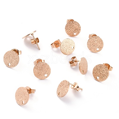 Ion Plating(IP) 304 Stainless Steel Stud Earring Findings STAS-O144-01B-RG-1
