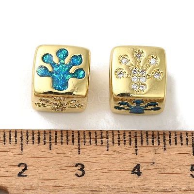 Rack Plating Brass Micro Pave Cubic Zirconia Beads KK-P268-01G-05-1