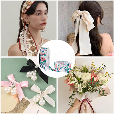 1 Roll Single Face Printed Polyester Grosgrain Ribbons SRIB-CY0001-12A-1