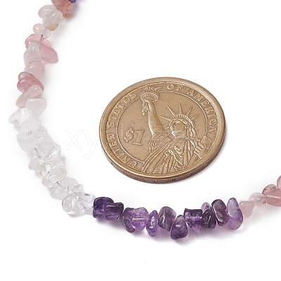 Natural Rose Quartz & Quartz Crystal & Amethyst & Howlite & Apatite & Carnelian & Citrine & Tiger Eye & Green Aventurine Chip Beaded Necklaces NJEW-JN05099-1