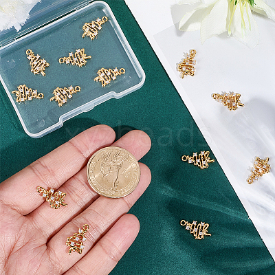 14Pcs Brass Micro Pave Cubic Zirconia Pendants KK-BBC0022-14-1