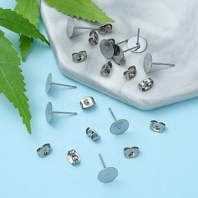 100Pcs 304 Stainless Steel Stud Earring Findings STAS-YW0001-43C-1