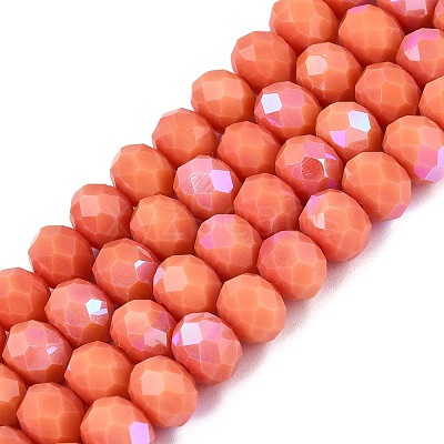 Electroplate Opaque Solid Color Glass Beads Strands EGLA-A034-P8mm-L03-1