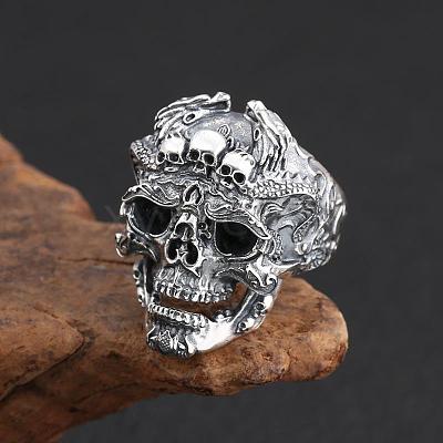 Alloy Rhinestone Adjustable Statement Cuff Open Rings for Men FS-WG8D7BC-01-1