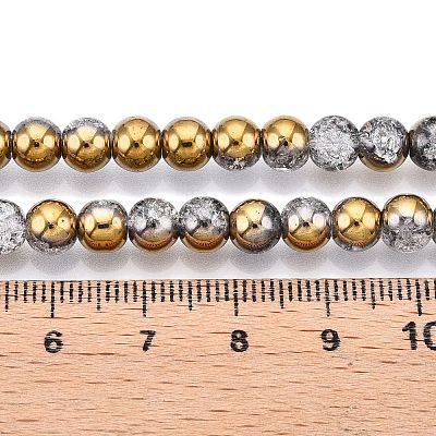 Electroplated Crackle Glass Beads Strands EGLA-N014-6mm-04-1