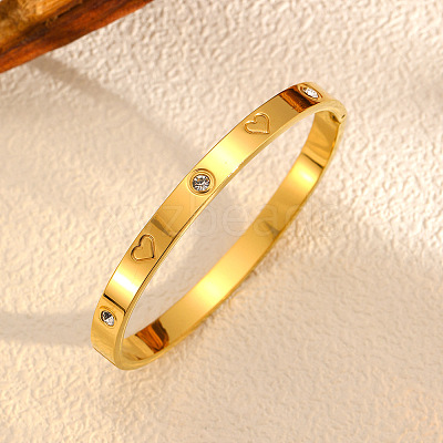 304 Stainless Steel Rhinestone Hinged Bangles for Women FS-WGBF11B-02-1