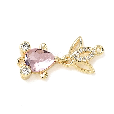 Brass Micro Pave Clear Cubic Zirconia Fish Links Connector Charms KK-K375-26G-1