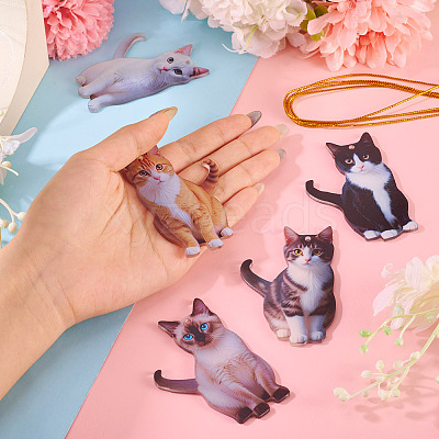 1Bag Printed Opaque Acrylic Big Pendants OACR-TA0003-98-1