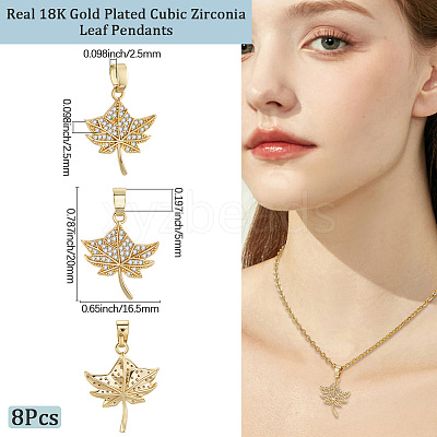 8Pcs Brass Micro Pave Cubic Zirconia Pendants FIND-BBC0004-29A-1