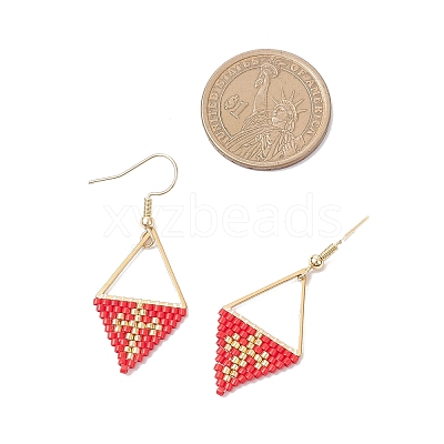 Handmade Glass Seed Beads Rhombus Dangle Earrings EJEW-MZ00542-02-1