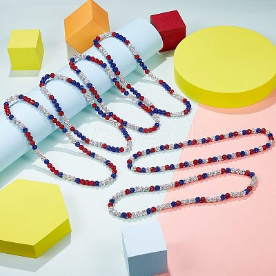 Polymer Clay Rhinestone Round Beaded Necklaces NJEW-SW00049-01-1