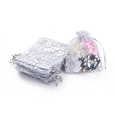 Rose Printed Organza Bags OP-R021-10x12-03-1