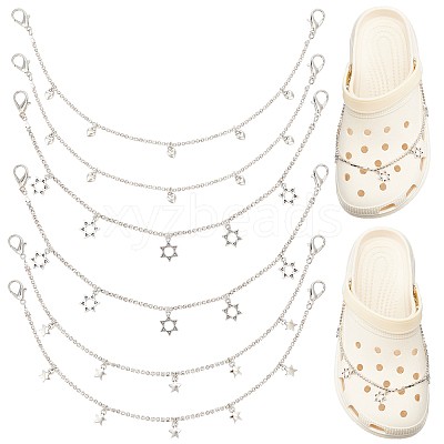 6Pcs 3 Style Alloy Rhinestone Shoe Chains FIND-CP0001-38-1