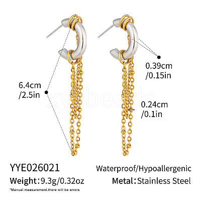 304 Stainless Steel Tassel Stud Earrings for Women BJ7288-1