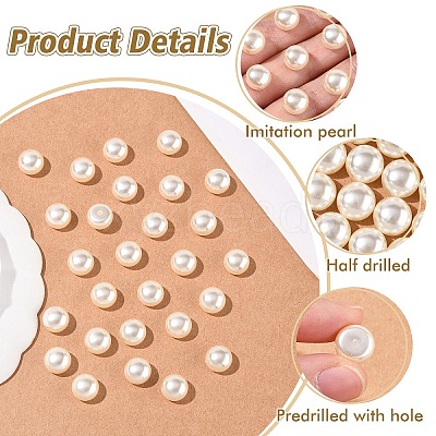 100Pcs ABS Plastic Imitation Pearl Beads OACR-YW0002-46A-1