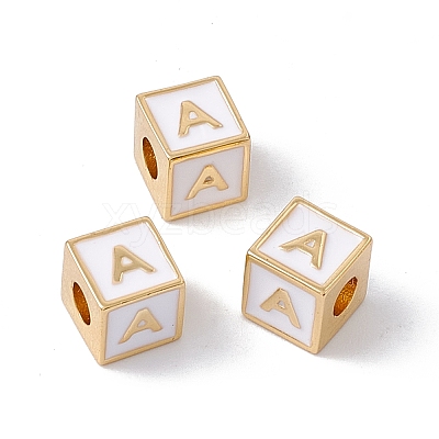 Rack Plating Brass Enamel Beads KK-B060-04G-04A-1