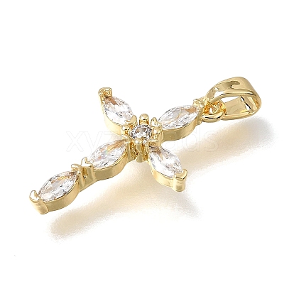Brass Micro Pave Clear Cubic Zirconia Pendants CU-CBA9883-05B-G-1
