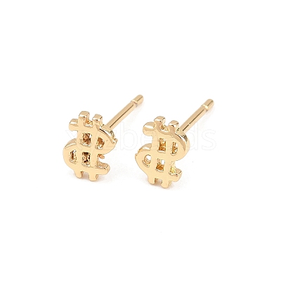 Brass Stud Earrings EJEW-P346-01D-G-1