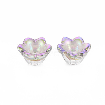 Electroplate Transparent Glass Bead Caps X-GLAA-T022-05-B01-1