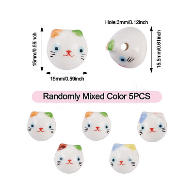 5Pcs Printed Handmade Porcelain Ceramic Beads PORC-TADJ0001-02-1