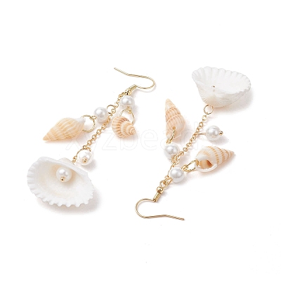 304 Stainless Steel Shell Shape Dangle Earrings EJEW-JE06382-02-1