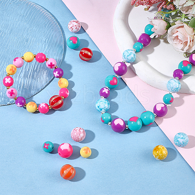 150Pcs 15 Style Opaque Acrylic Beads Sets SACR-PH0002-14-1