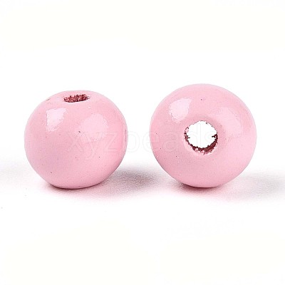 Spray Painted Round Natural Schima Wood Beads WOOD-A018-8mm-05-1